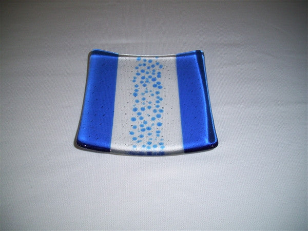 Flared Square Plate - 150 - Bands & Sprinkles - Pure True Blue