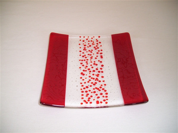 Flared Square Plate - 200 - Bands & Sprinkles - Pure Red