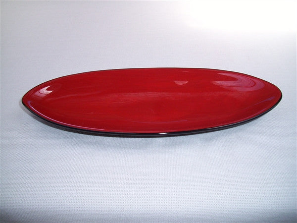 Short Oval Dish - Double Delight - Red Opal Ink