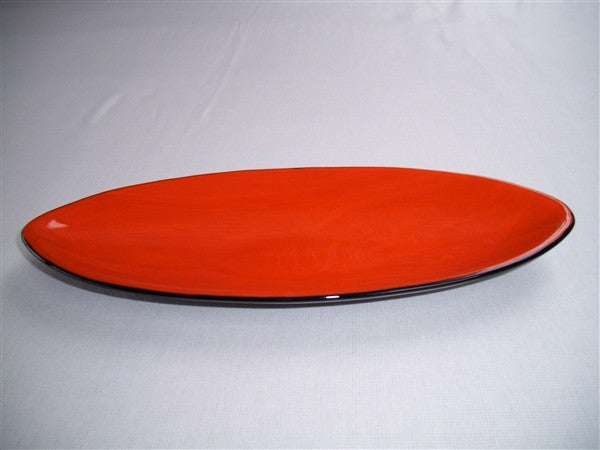 Short Oval Dish - Double Delight - Orange Opal Ink