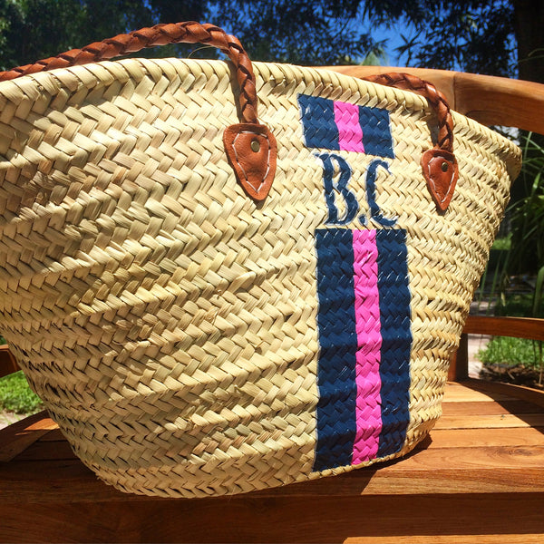 Monogrammed bag, personalized straw bag, customized beach bag, initial – L&#39;Atelier Unique