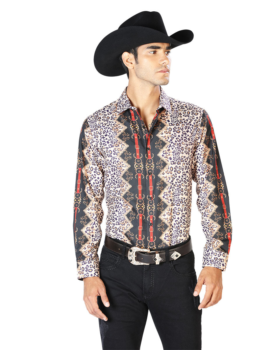 Camisa Vaquera Manga Estampada Leopardo - Western Shirt –