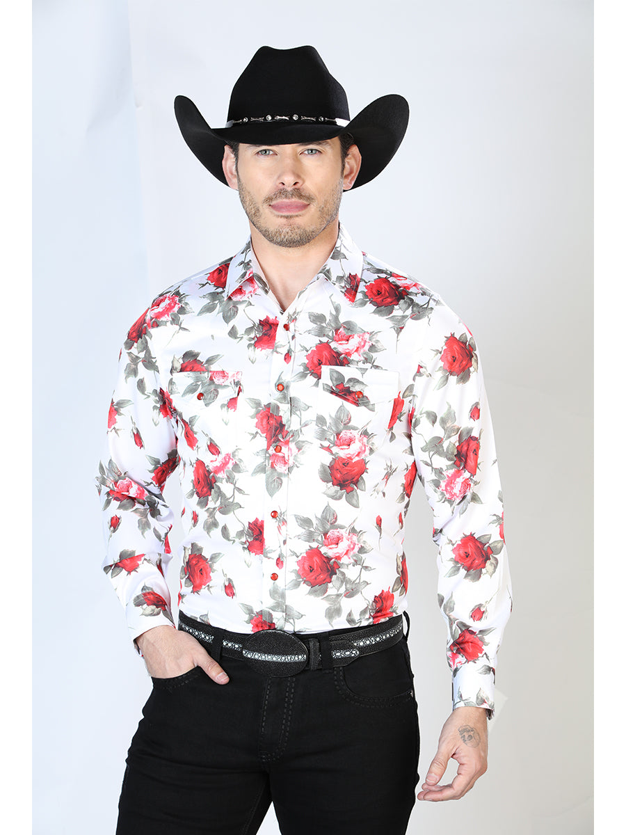 Camisa Vaquera Larga Broches Estampada Floral - Western Shirt – Don Max