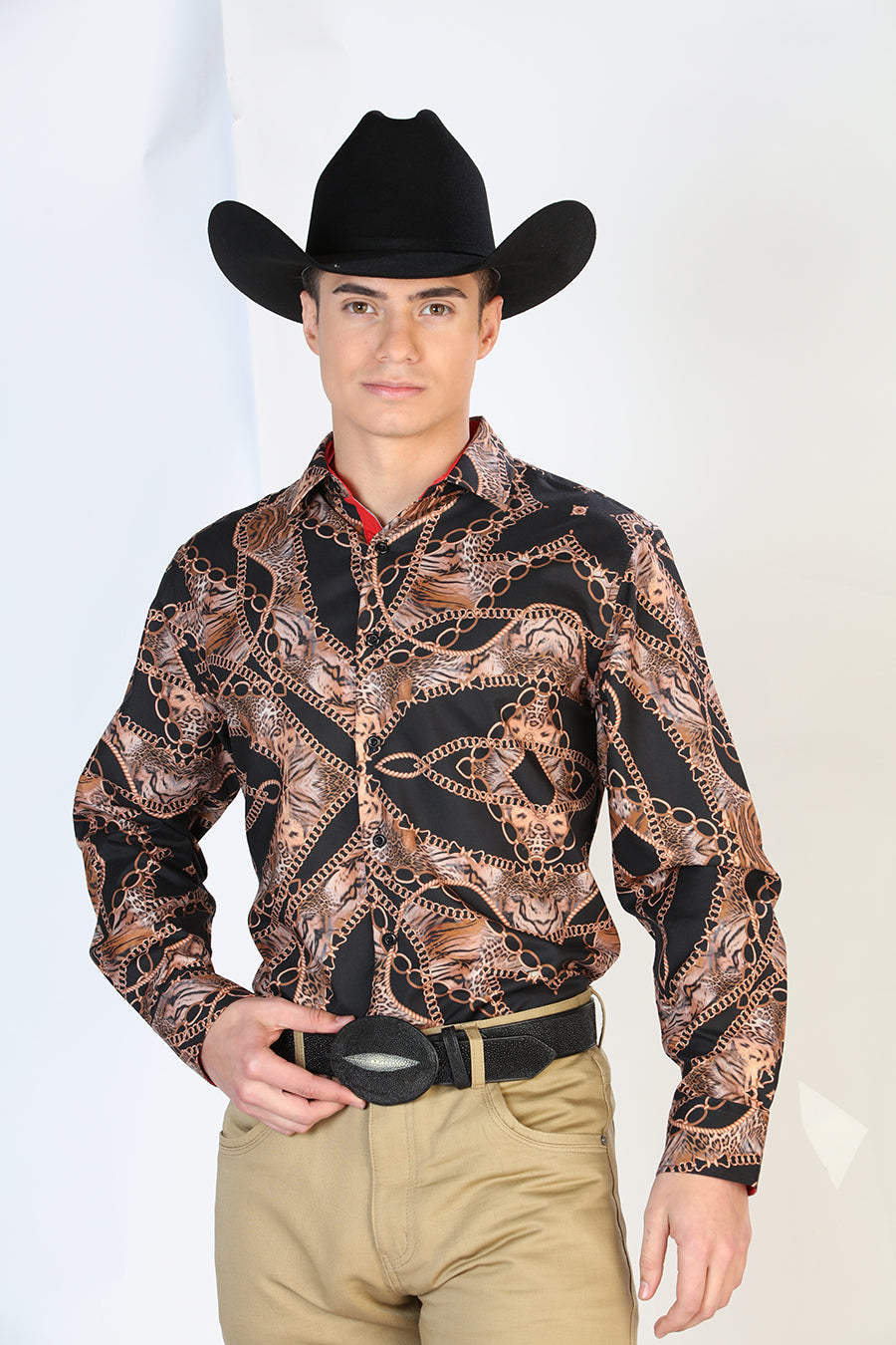Museo miércoles Nosotros mismos Camisa Vaquera Manga Larga Estampada Cadenas - Western Shirt – Don Max