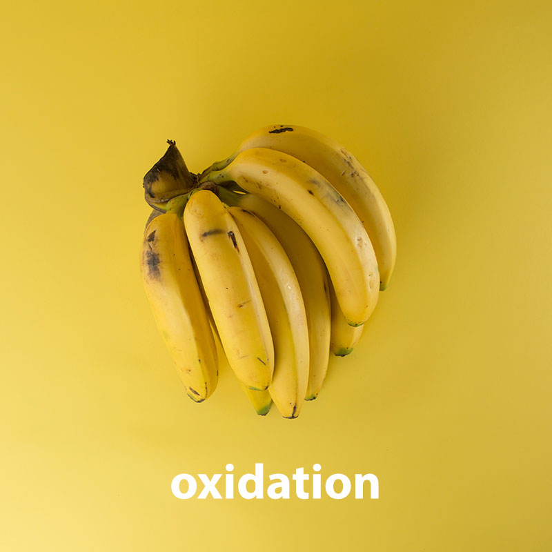 brown bananas (oxidation)