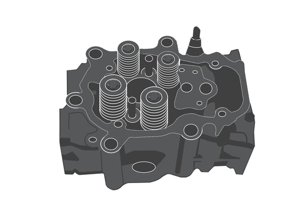 Cylinder head with valves / Zylinderkopf mit Ventilen