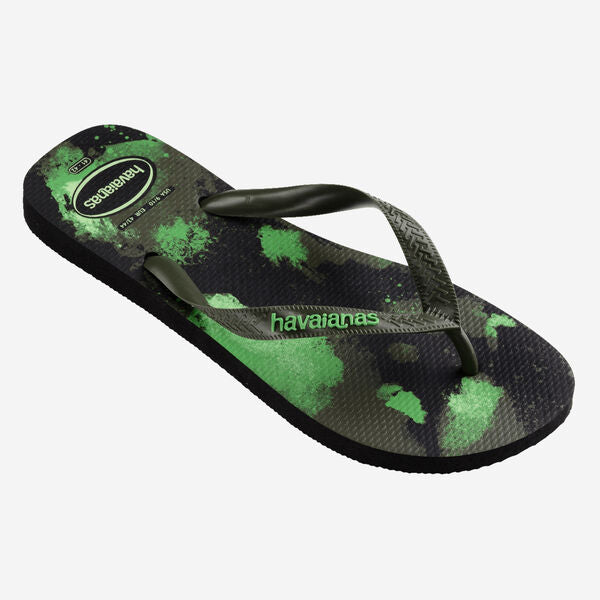 Havaianas Top Camu - Mens Flip Flops - Black/Moss - firstmasonicdistrict