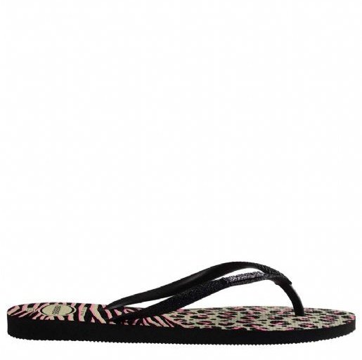 Havaianas Slim Animal Mix - Womens Flip Flops - Black/Grey - firstmasonicdistrict