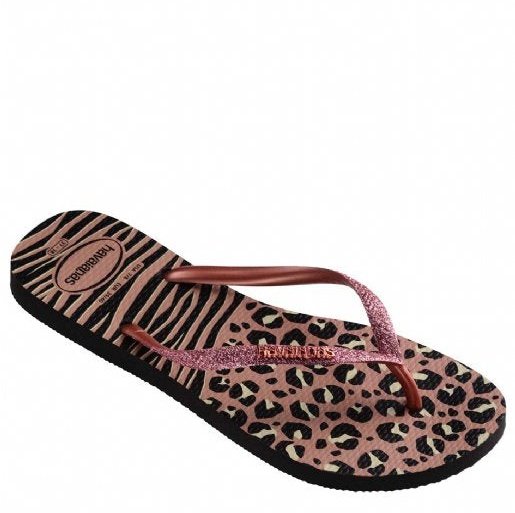 Havaianas Slim Animal Mix - Womens Flip Flops - Black/Gold - firstmasonicdistrict