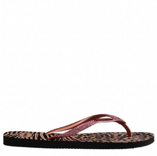 Havaianas Slim Animal Mix - Womens Flip Flops - Black/Gold - firstmasonicdistrict