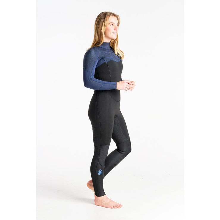Solace 4:3mm Womens Chest Zip Steamer Wetsuit - Black Bluestone Tropical - firstmasonicdistrict