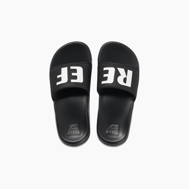 Kids One Slide Sliders Sandals - Black White - firstmasonicdistrict