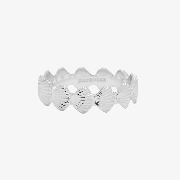 CLAM SHELL BAND RING - Silver - firstmasonicdistrict