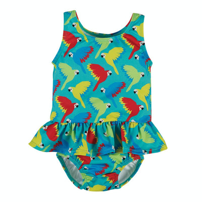 Newlyn Nappy Swimsuit - Aqua Parrots - firstmasonicdistrict