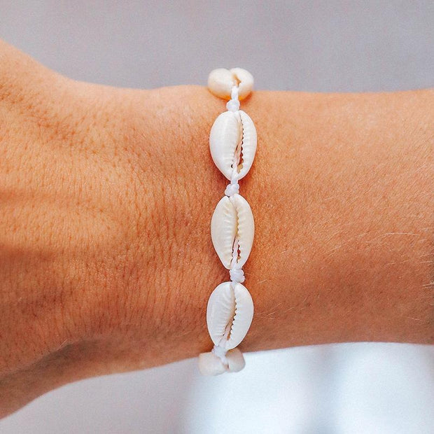 Knotted Cowries Bracelet - White - firstmasonicdistrict