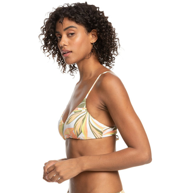 Printed Beach Classics - Womens Bra Bikini Top - Bright White Subtly Salty Flat - firstmasonicdistrict