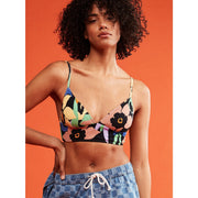 Color Jam Bikini Top - Womens Tank Bikini Top - Anthracite Flower Jammin - firstmasonicdistrict