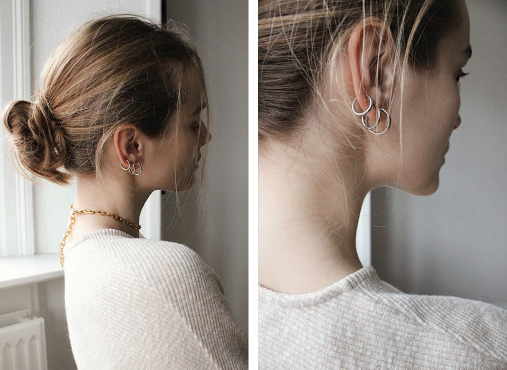 @carolinehannibal layers the Retractable ear cuffs by THEHEXAD
