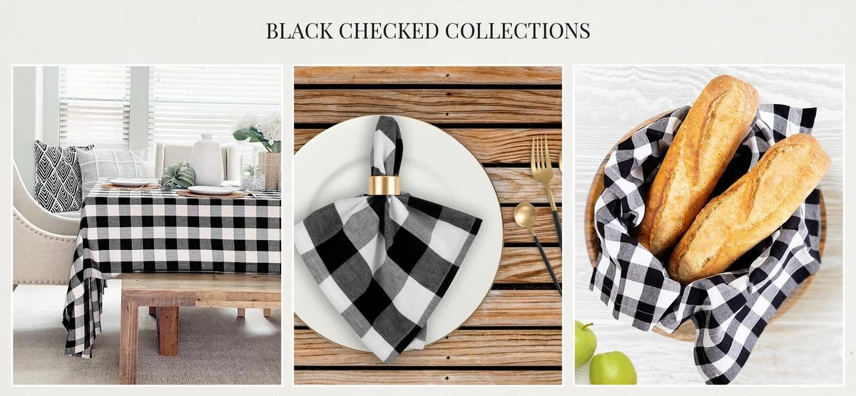 black and white checkered tablecloth