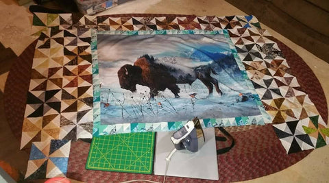 Call of the Wild Bison Lap Quilt in the works