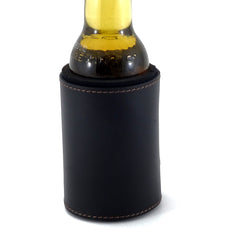 Stubby cooler black leather 