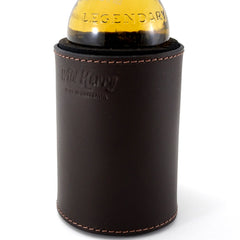 Stubby cooler dark brown logo in middle