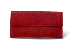 Lyla Red ostrich chick leather ladies clutch purse