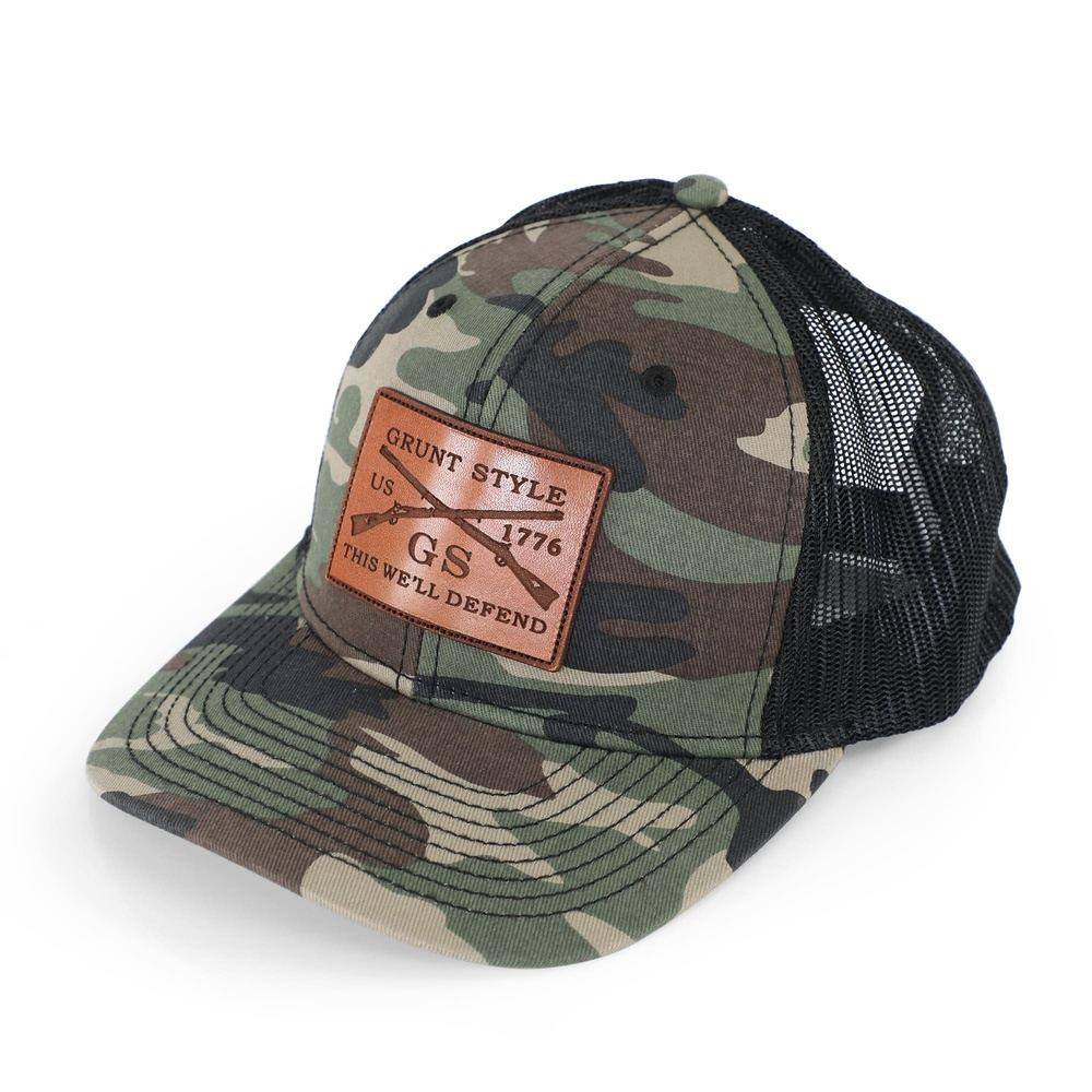 leather camo hat