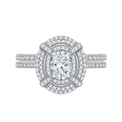 Katarina.com Double Halo Oval Shaped Diamond Bridal Ring 