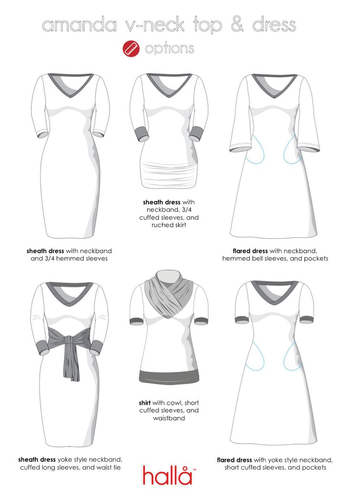 halla amanda v-neck top & dress options