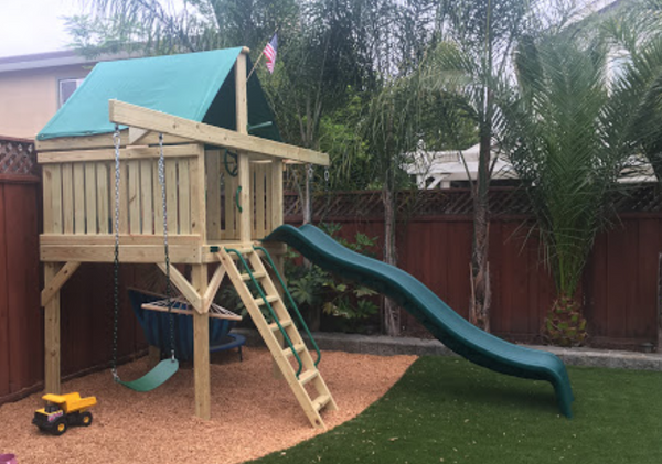 small swing set with slide