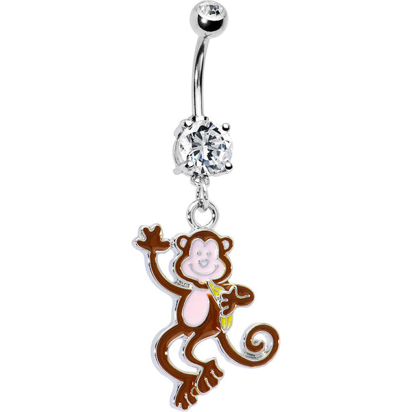 CUTE CLAY MONKEY BELLY NAVEL RING CZ DANGLE BUTTON PIERCING JEWELRY B96 