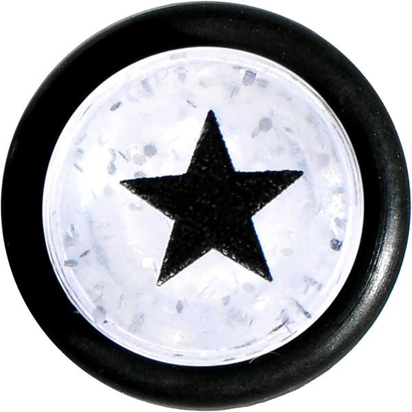 Body Candy 00 Gauge Clear Acrylic Glitter Black Star Confetti Taper Ear Gauge Plug 1 Piece