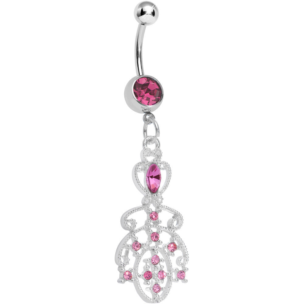 Pink Gem Elegant Equality Dangle Belly Ring Bodycandy 