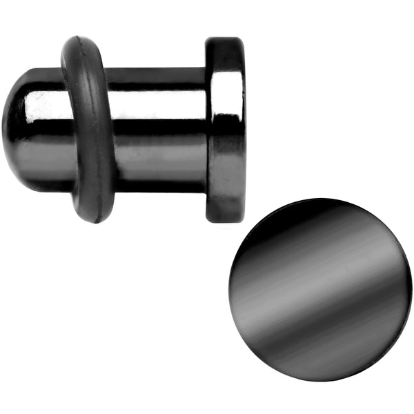 1 PAIR BLACK Anodized Titanium Single Flare Ear Plug Tunnels Gauges 