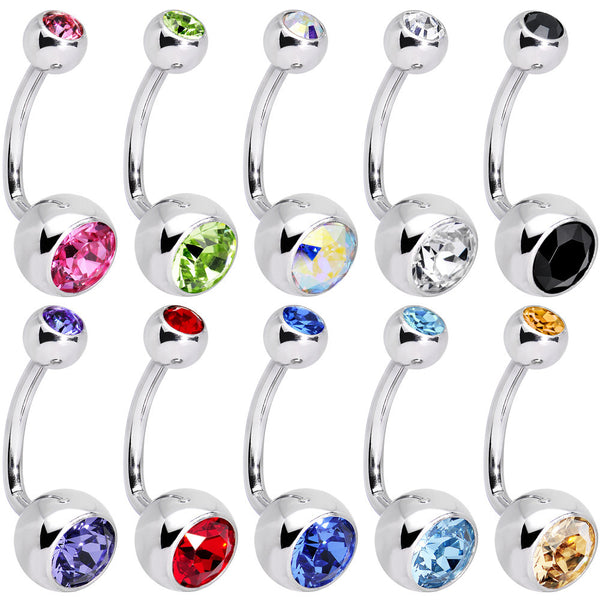 10 Piece J-Bar Belly Ring Pack Set 