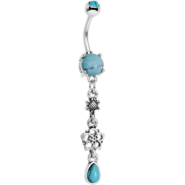 Opal Lotus Flower Drop Dangle 316L Surgical Steel Freedom Fashion Belly Button Ring