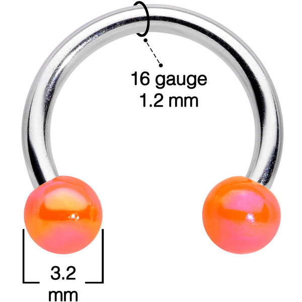 NEW. A BRIGHT ORANGE STAINLESS STEEL CLOSED BALL NOSE RING 16GA 