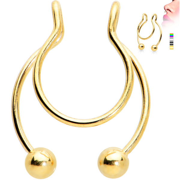 14K Solid GOLD Horseshoe Circular Barbell Rings NOSE EAR NIPPLE Piercing Jewelry
