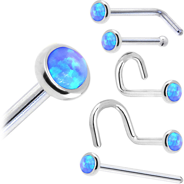 Body Candy Solid 14k White Gold 2mm Synthetic Opal Right Nose Stud Screw 18 Gauge 1/4 