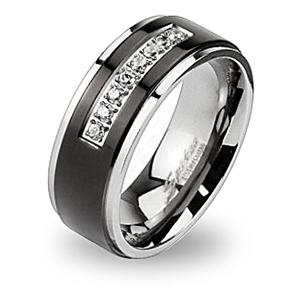 spikes titanium men's ring with diamond