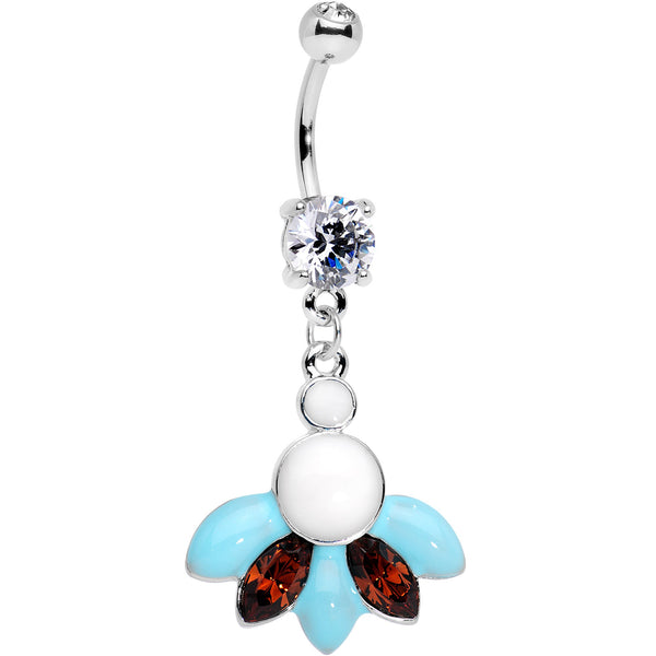 Clear Orange Gem Daring White Blue Deco Dangle Belly Ring Bodycandy 