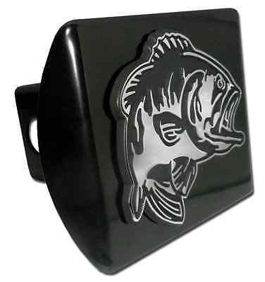 Bass Fish Chrome Metal Black Hitch Cover