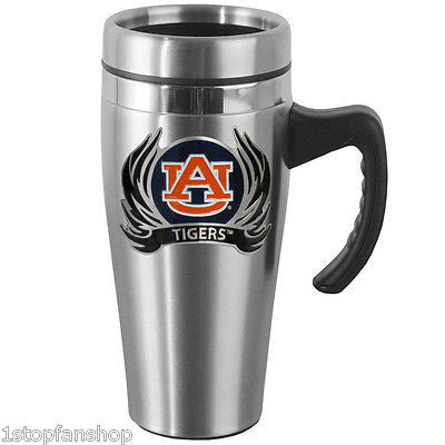 Auburn Tigers 14 oz Stainless Steel Travel Mug with Handle & Flames (NCAA)
