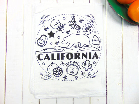 Art Mina Flour Sack Towel Art Mina Original Illustration "California Bear"