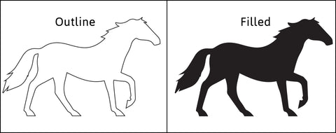 Filled and Outlined Horse Graphic