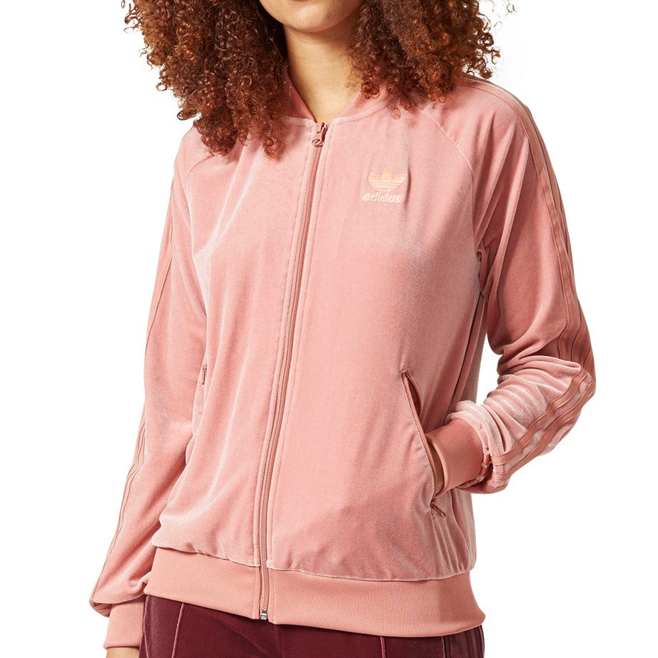 prejudice energy Supposed to Adidas Originals Velvet Vibes SST Track Jacket Women's Raw Pink