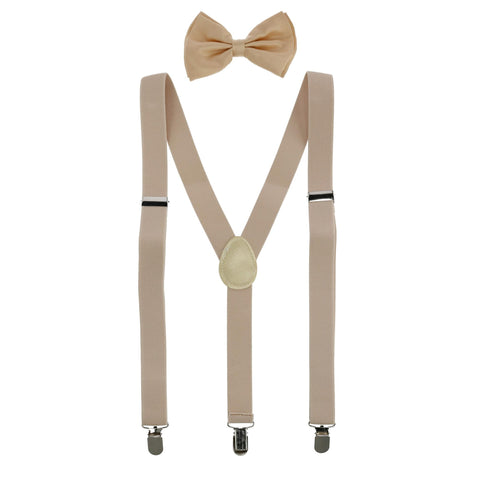 CTM® Men's Solid Fashion Color Bow Tie And Suspender Set
