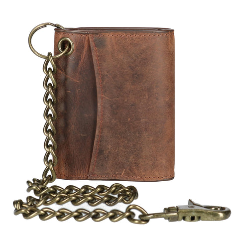 CTM Tan leather chain wallet