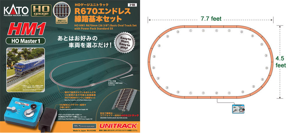 Kato 3-105 HO HM1 R670mm Basic Track Oval with Power Pack SX – Trainz